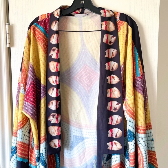 Jamie Okuma Winter Kimono Native Beadwork Print Multicolor XXL EUC - Picture 7 of 10